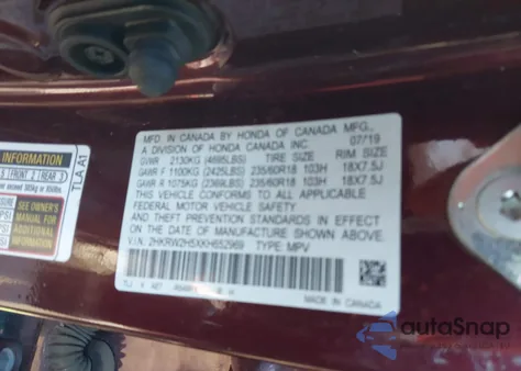 2019 Honda Cr-V Ex из США, поврежденный, VIN 2HKRW2H5XKH652969